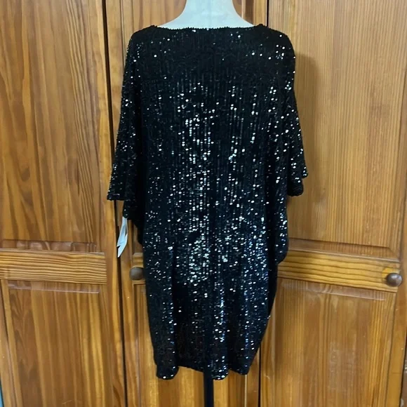 Caroline Rose Black Sequin Caftan Top - Picture 8 of 11